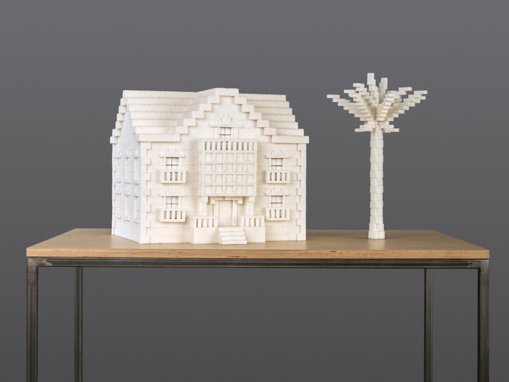 Villa Melao, casa indiana, 2024. Hugo Orlandini.
Escultura. Terrones de azúcar blanca, madera 94 x 62 x 40 cm
