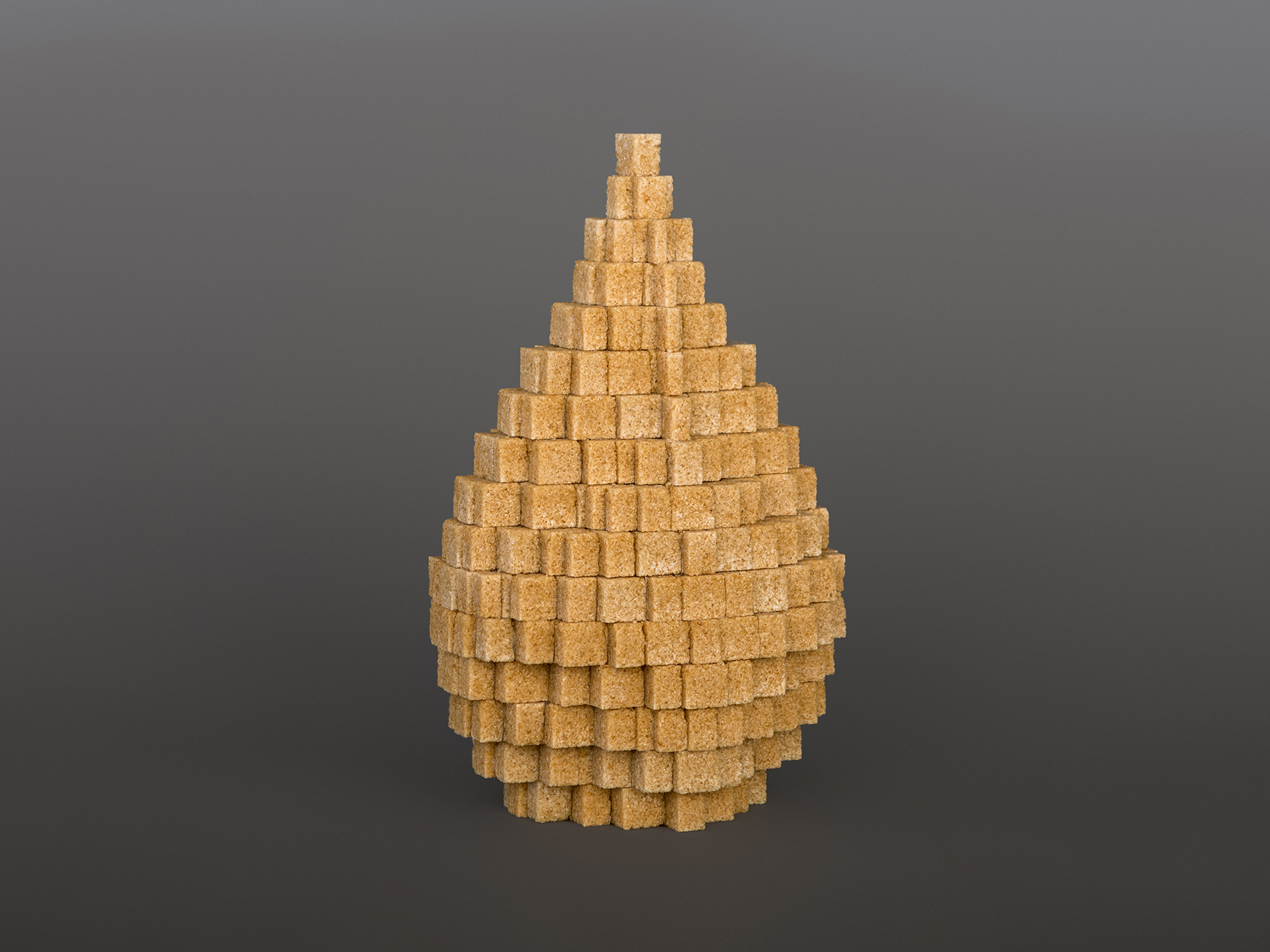 Gota, de la serie Melao, 2024. Hugo Orlandini. Escultura. Terrones de azúcar morena 17 x 14 x 27 cm