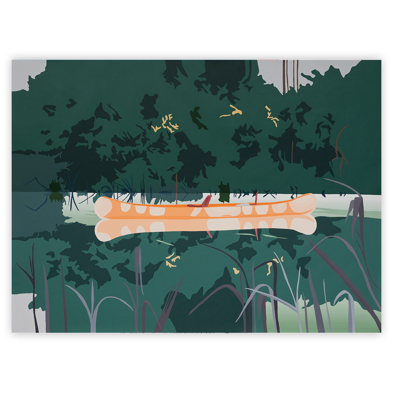 Canoa (después de Peter Doig). 110 x 145 cm. Acrílico sobre tela. 2022